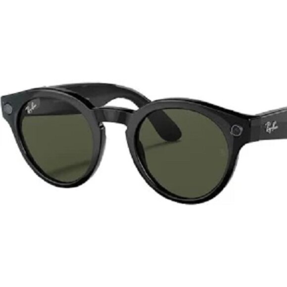 Ray-Ban Stories Round Smart Glasses Facebook, Shiny Black/Green, New RW4003 - Picture 1 of 6